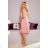 306-3 ROSITA Dress with bows on the shoulders and frill - powder pink