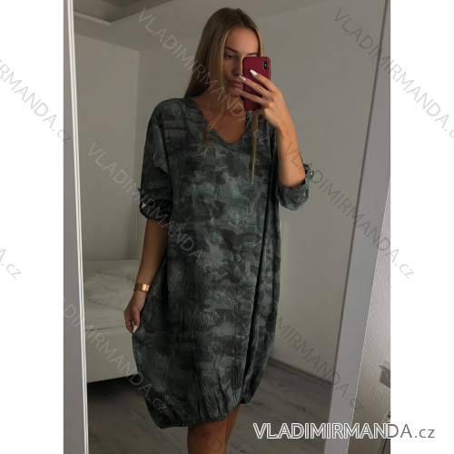 Women's Long Sleeve Oversized Camouflage Dress (xl / 3xl ONE SIZE) ITALIAN FASHION IMWA21014