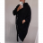 Women's Long Sleeve Hoodie Dress (XL / 3XL ONE SIZE) ITALIAN FASHION IM4212007 XL / 3XL black