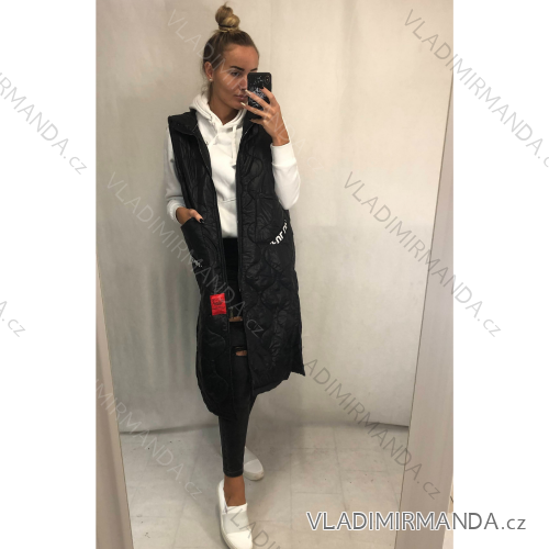 Women's long zipped hooded vest for women (S / L ONE SIZE) ITALIAN FASHION IMWD21113