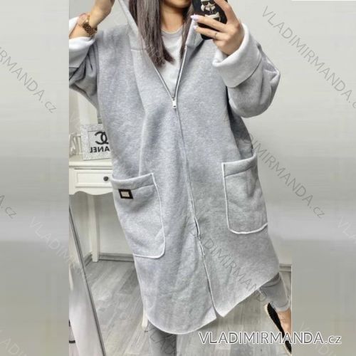 Zippered long-sleeved fleece coat with hood (XL / 2XL ONE SIZE) ITALIAN FASHION IMC21839