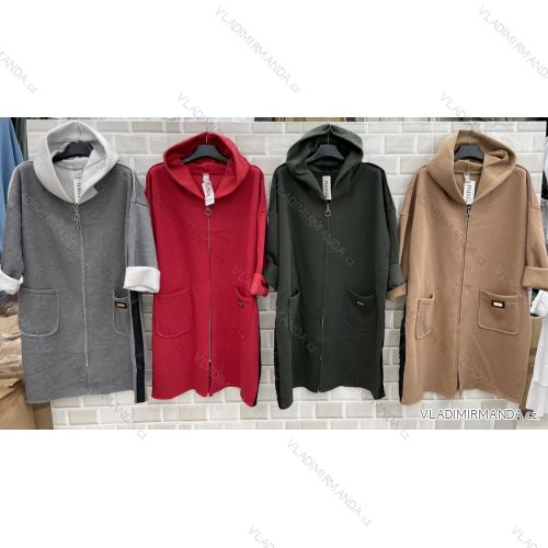 Long hooded fleece coat for women (L / XL ONE SIZE) ITALIAN FASHION IMWT21248