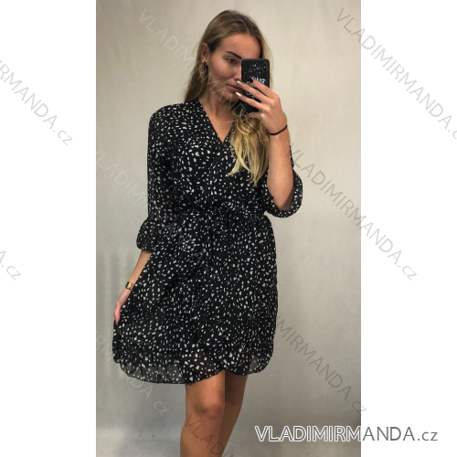 Šaty elegantní dlouhý rukáv dámské (UNI S/L) ITALSKÁ MÓDA IMWD21248 S / L black