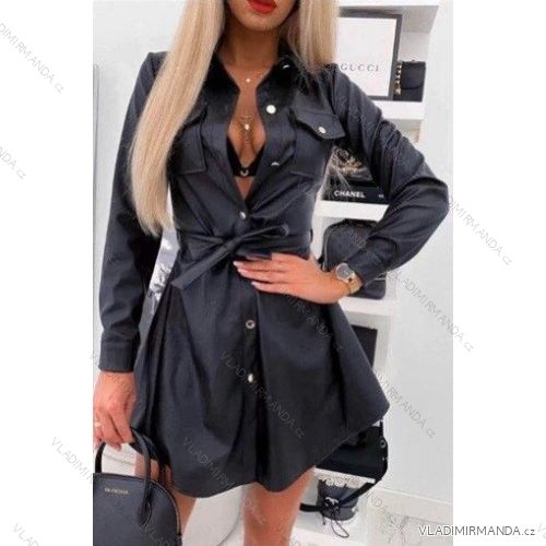 Women's leatherette long sleeve coat (SML) ITALIAN FASHION IMWD216630