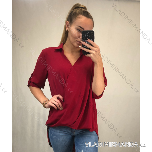 Košile/halenka 3/4 rukáv dámská oversize (S/M ONE SIZE) ITALSKá MóDA IMM21103/DR Wine S / M
