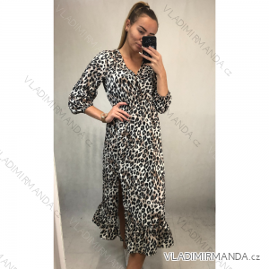 Elegant Long Sleeve Women's Leopard Dress (S / M.ONE SIZE) ITALIAN FASHION IMM211310-A / DR