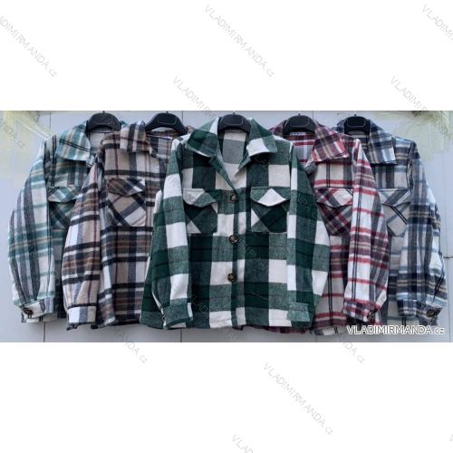 Kabátek košilový flaušový na knoflíčky dámský (S/M ONE SIZE) ITALSKÁ MÓDA IMWD217059