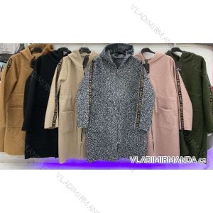 Kabát flaušový dlouhý rukáv dámský (S/M ONE SIZE) ITALSKÁ MÓDA IMWA217088