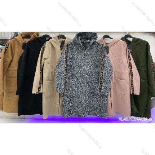 Kabát flaušový dlouhý rukáv dámský (S/M ONE SIZE) ITALSKÁ MÓDA IMWA217088