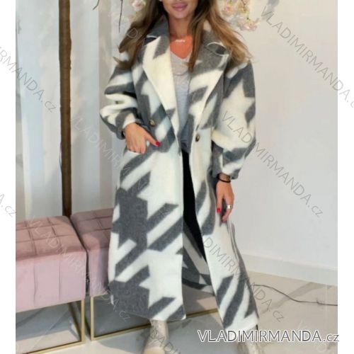 Kabát flaušový dlouhý rukáv dámský (S/M ONE SIZE) ITALSKÁ MÓDA IMWM217149
