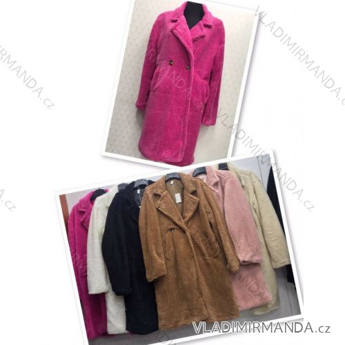 Kabát flaušový dlouhý rukáv dámský (S/M ONE SIZE) ITALSKÁ MÓDA IMWM217149