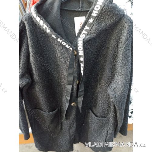 Kabát flaušový beránek s kapucí dámský (M/L ONE SIZE) ITALSKá MóDA IM321564