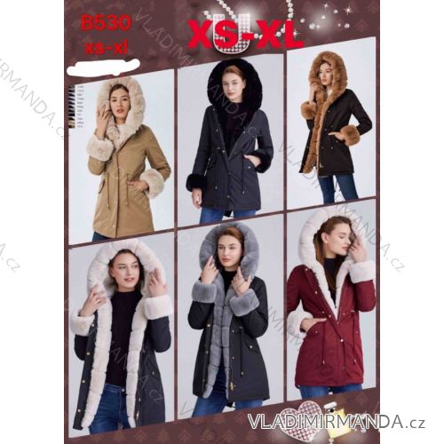 Bunda s kapucí dlouhý rukáv dámská (S-2XL) ITALSKÁ MÓDA HKW21205