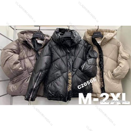 Bunda s kapucí dlouhý rukáv dámská (S-2XL) ITALSKÁ MÓDA HKW21205