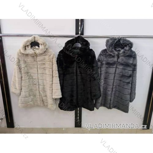 Women's fur coat with hood (S / M ONE SIZE) ITALIAN FASHION IMR21401