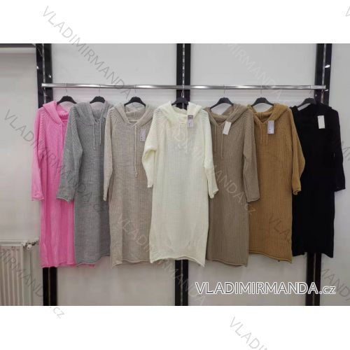 Women's Knitted Long Hooded Dress (S / M ONE SIZE) ITALIAN FASHION IMR21416