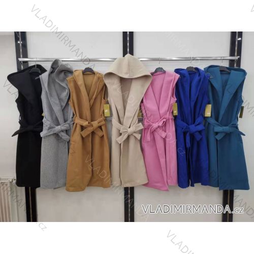 Long Sleeveless Hooded Coat (S / M ONE SIZE) ITALIAN FASHION IMR21429