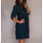 Šaty košilové dlouhý rukáv dámské (M/L ONE SIZE) ITALSKÁ MÓDA IM321524/dr Emerald M / L