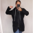 Zip coat long sleeve fleece hooded women's oversized (XL / 2XL ONE SIZE) ITALIAN FASHION IM421794