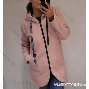 Zip coat long sleeve fleece hooded women's oversized (XL / 2XL ONE SIZE) ITALIAN FASHION IM421794