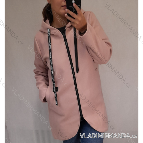 Zip coat long sleeve fleece hooded women's oversized (XL / 2XL ONE SIZE) ITALIAN FASHION IM421794