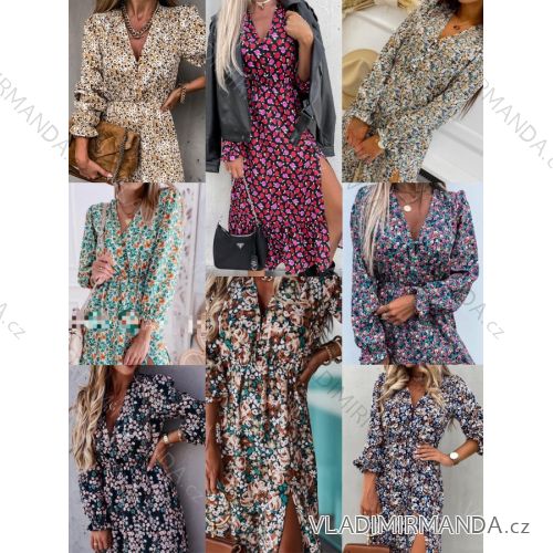 Šaty elegantní dlouhý rukáv dámské (S/M ONE SIZE) ITALSKÁ MÓDA IMWM217234