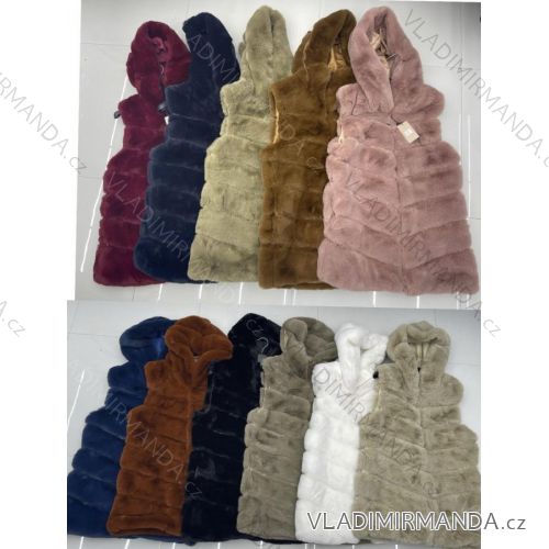 Women's fur hooded vest (S / M ONE SIZE) ITALIAN FASHION IMWC217337