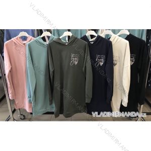 Šaty mikinové s kapucí dlouhý rukáv dámské (S/M ONE SIZE) ITALSKÁ MÓDA IMWM217326