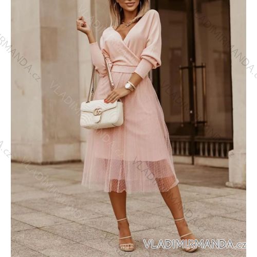 Women's Elegant Long Sleeve Dress (S / M ONE SIZE) ITALIAN FASHION IMWE217368