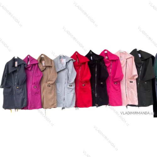 Mikina prodloužená s kapucí dlouhý rukáv dámská (S/M ONE SIZE) ITALSKÁ MÓDA IMC21714