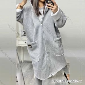 Zippered long-sleeved fleece coat with hood (XL / 2XL ONE SIZE) ITALIAN FASHION IMC21839