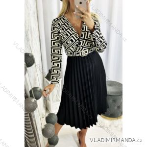 Šaty elegantní dlouhý rukáv dámské (S/M ONE SIZE) ITALSKÁ MÓDA IMWM217234