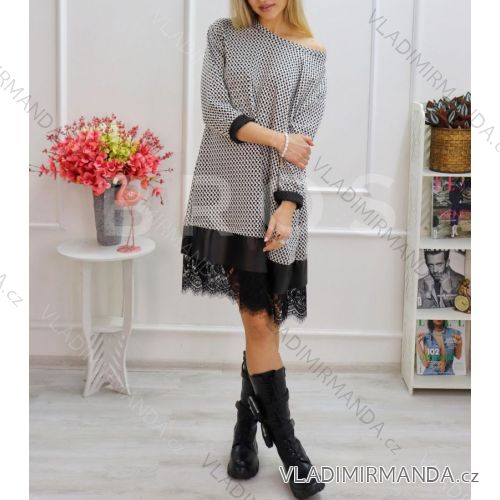 Šaty elegantní dlouhý rukáv dámské (S/M ONE SIZE) ITALSKÁ MÓDA IMWM217234