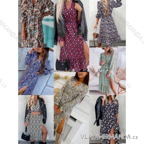 Šaty elegantní dlouhý rukáv dámské (S/M ONE SIZE) ITALSKÁ MÓDA IMWM217234