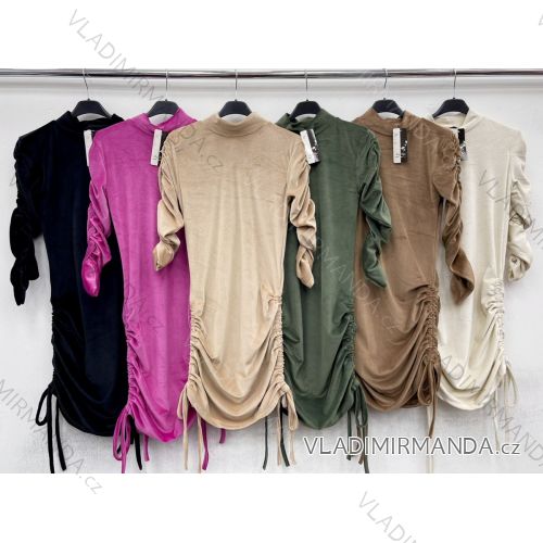 Šaty elegantní dlouhý rukáv dámské (S/M ONE SIZE) ITALSKÁ MÓDA IMWM217234