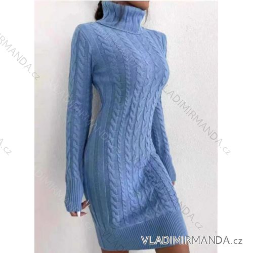 Women's Knitted Long Sleeve Dress (S / M ONE SIZE) ITALIAN FASHION IMWE217258
