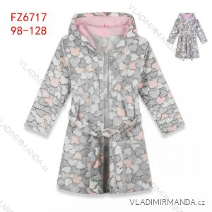 Warm fluffy bathrobe with hood for girls (98-128) KUGO FZ-6717