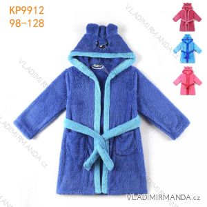 Warm fluffy bathrobe with hood for girls (98-128) KUGO FZ-6717