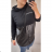Mikina oversize balvněná dlouhý rukáv s kapucí dámská koženka (XL/2XL ONE SIZE) ITALSKÁ MÓDA IMW21047/DR black xl/2xl one size