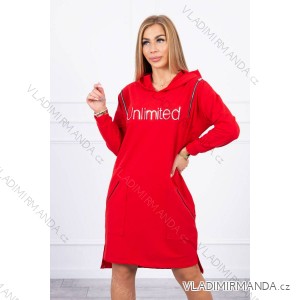 Red dress with the inscription unlimited
