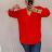 Women's long-sleeved shirt dress (2XL / 3XL ONE SIZE) ITALIAN FASHION IM321525 / DR 2XL/3XL red