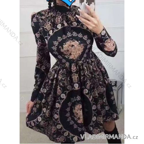 Šaty mikinové dlouhý rukáv dámské (S/M ONE SIZE) ITALSKÁ MÓDA IMWY21023