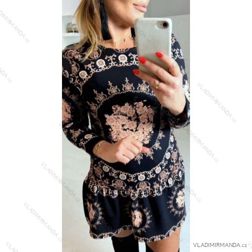 Šaty mikinové dlouhý rukáv dámské (S/M ONE SIZE) ITALSKÁ MÓDA IMWY21023