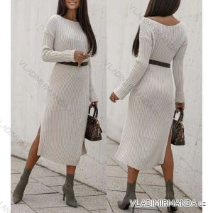 Women's Knitted Long Sleeve Dress (S / M ONE SIZE) ITALIAN FASHION IMWE217258