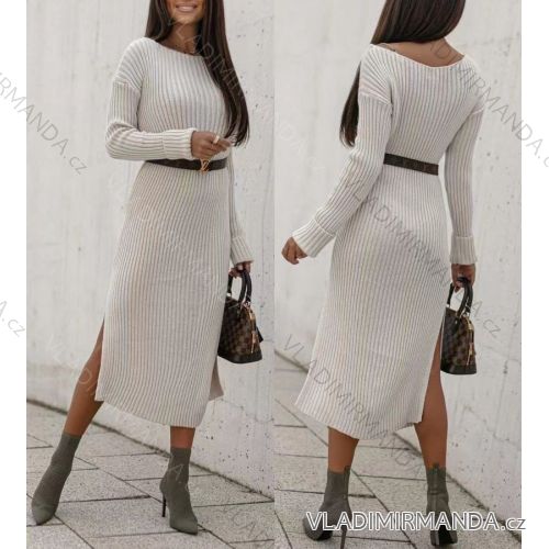 Women's Knitted Long Sleeve Dress (S / M ONE SIZE) ITALIAN FASHION IMWE217258