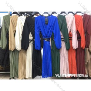 Šaty elegantní dlouhý rukáv dámské (S/M ONE SIZE) ITALSKÁ MÓDA IMWM217234