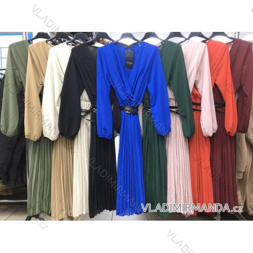 Šaty elegantní dlouhý rukáv dámské (S/M ONE SIZE) ITALSKÁ MÓDA IMWM217234