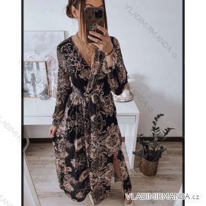 Šaty elegantní dlouhý rukáv dámské (S/M ONE SIZE) ITALSKÁ MÓDA IMWM217234