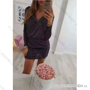 Šaty elegantní dlouhý rukáv dámské (S/M ONE SIZE) ITALSKÁ MÓDA IMWM217234