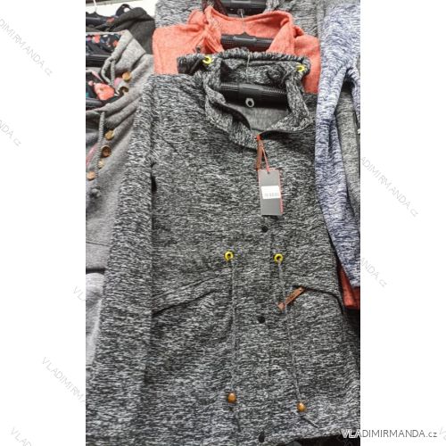 Mikina prodloužená dlouhý rukáv na zip s kapucí dámská (UNI L/XXL) ITALSKÁ MÓDA IM4201228